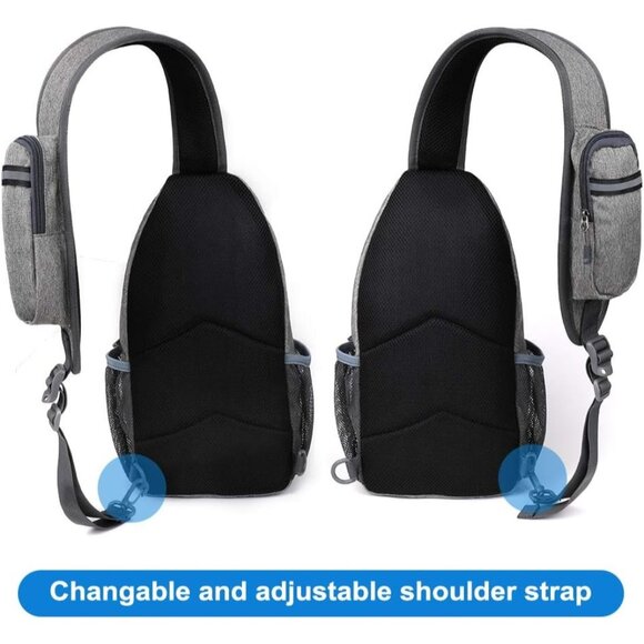 Waterfly Men Women Gray Crossbody Adjustable Strap Hiking Sling Backpack - Picture 5 of 7